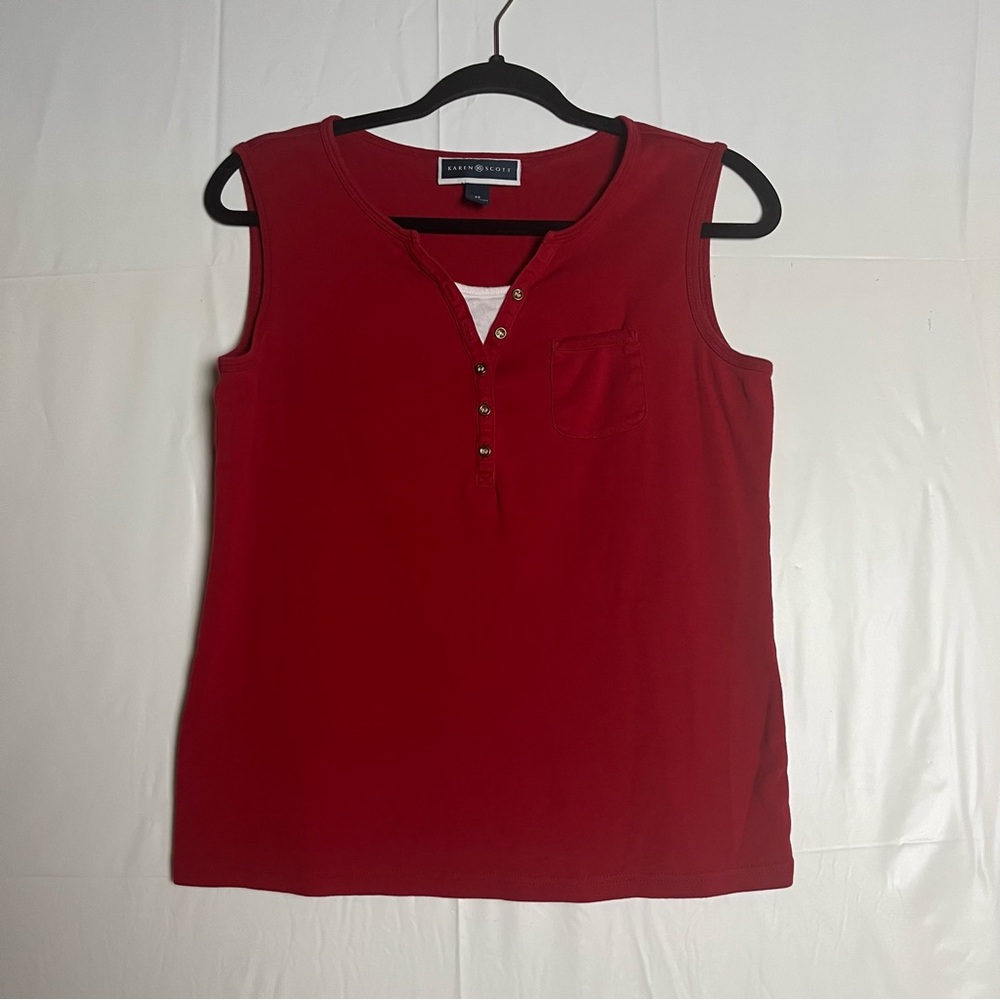 5 for $30 Karen Scott women sleeveless red cotton comfort top size M